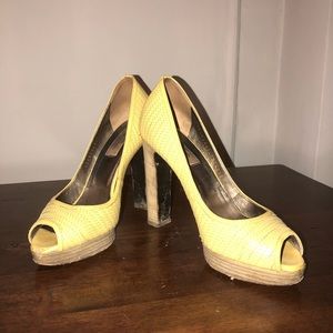 Vintage Valentino Leather Raffia Platform Pump